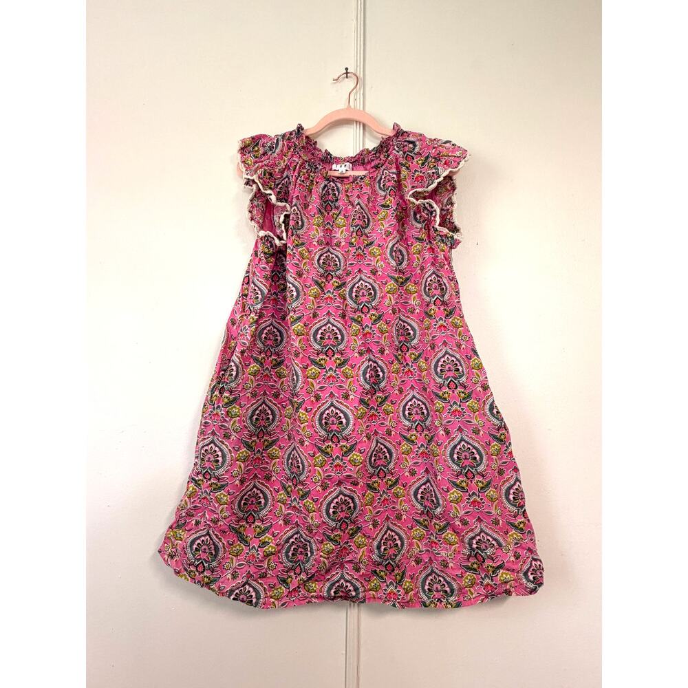 THML Pink Paisley Block Print Flutter Sleeve Dress Size Medium